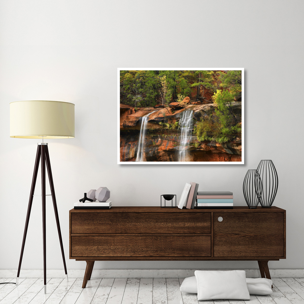 Cascades tumbling 110 feet at Emerald Pools, Zion National Park, Utah-Paper Art-50&quotx38"
