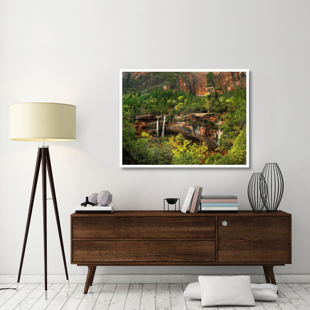 Cascades tumbling 110 feet at Emerald Pools, Zion National Park, Utah-Paper Art-50&quotx38"