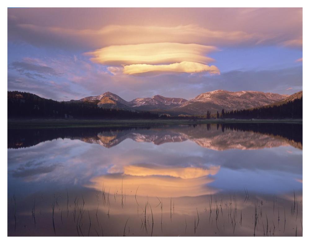 Lenticular clouds over Mount Dana, Mount Gibbs, and Mammoth Peak at Tuolumne Meadows, Yosemite National Park, California-Paper Art-42"x32"