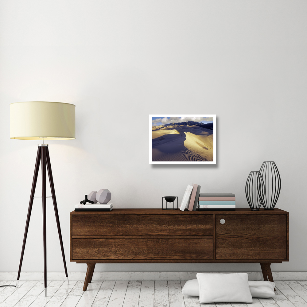 Rippled sand dunes with Sangre de Cristo Mountains in the background, Great Sand Dunes National Park and Preserve, Colorado-Paper Art-26&quotx20"