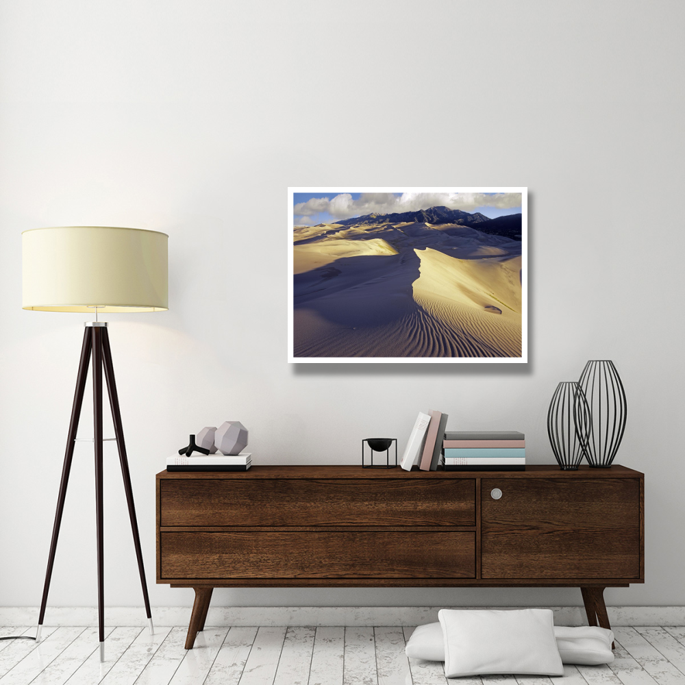 Rippled sand dunes with Sangre de Cristo Mountains in the background, Great Sand Dunes National Park and Preserve, Colorado-Paper Art-42&quotx32"
