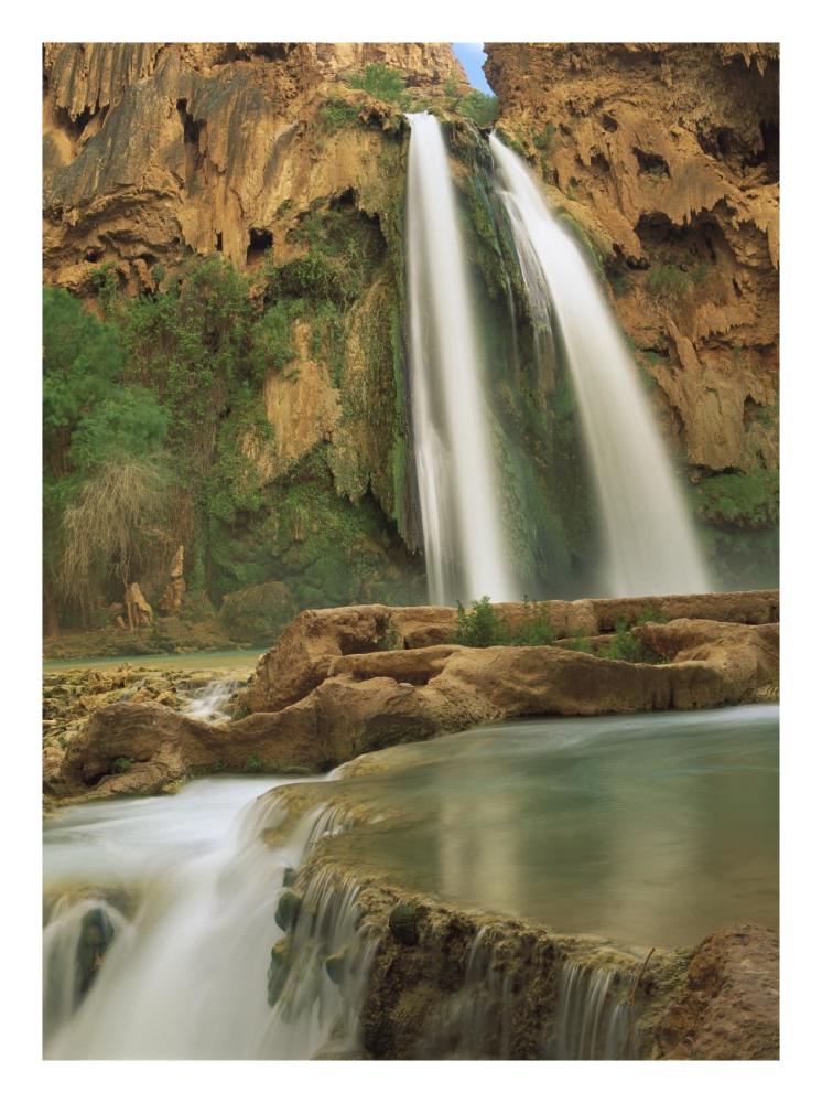 Havasu Creek, lined with Cottonwood trees, Havasu Falls, Grand Canyon, Arizona-Paper Art-20"x26"