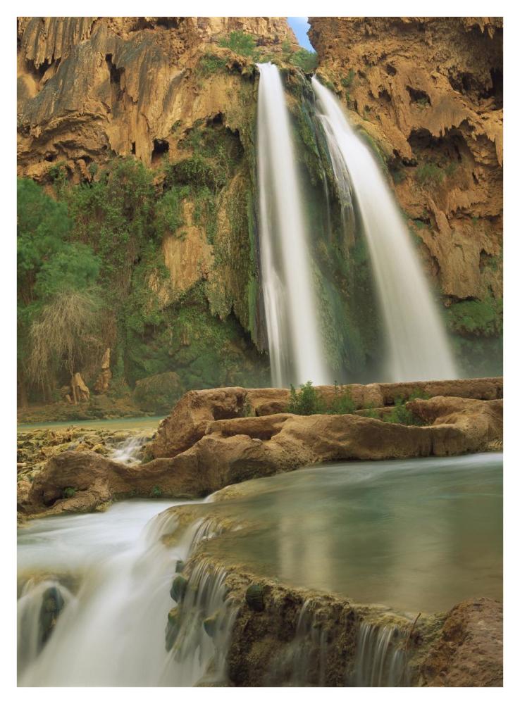 Havasu Creek, lined with Cottonwood trees, Havasu Falls, Grand Canyon, Arizona-Paper Art-32"x42"