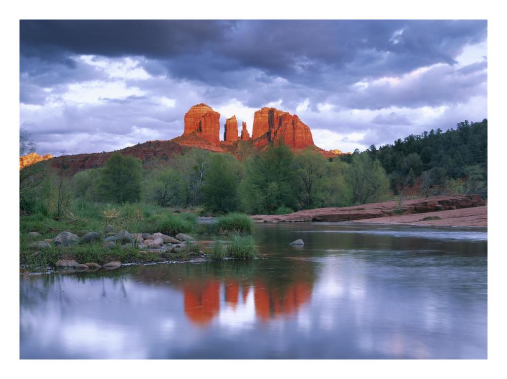 Cathedral Rock reflected in Oak Creek at Red Rock Crossing, Red Rock State Park near Sedona, Arizona-Paper Art-26"x20"