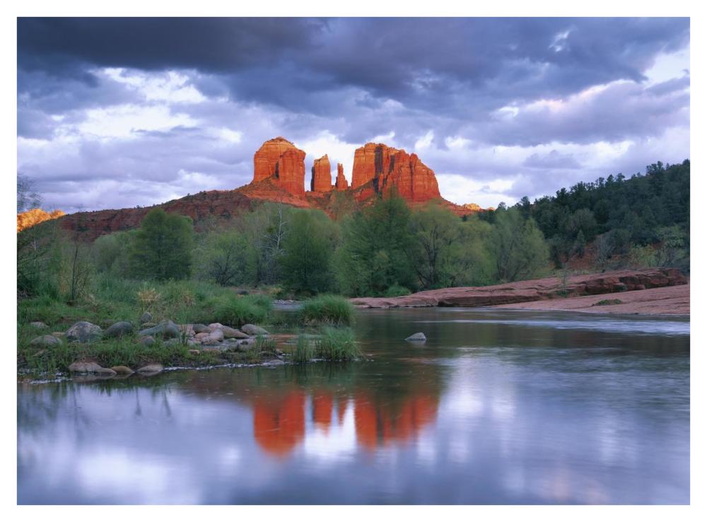 Cathedral Rock reflected in Oak Creek at Red Rock Crossing, Red Rock State Park near Sedona, Arizona-Paper Art-42"x32"