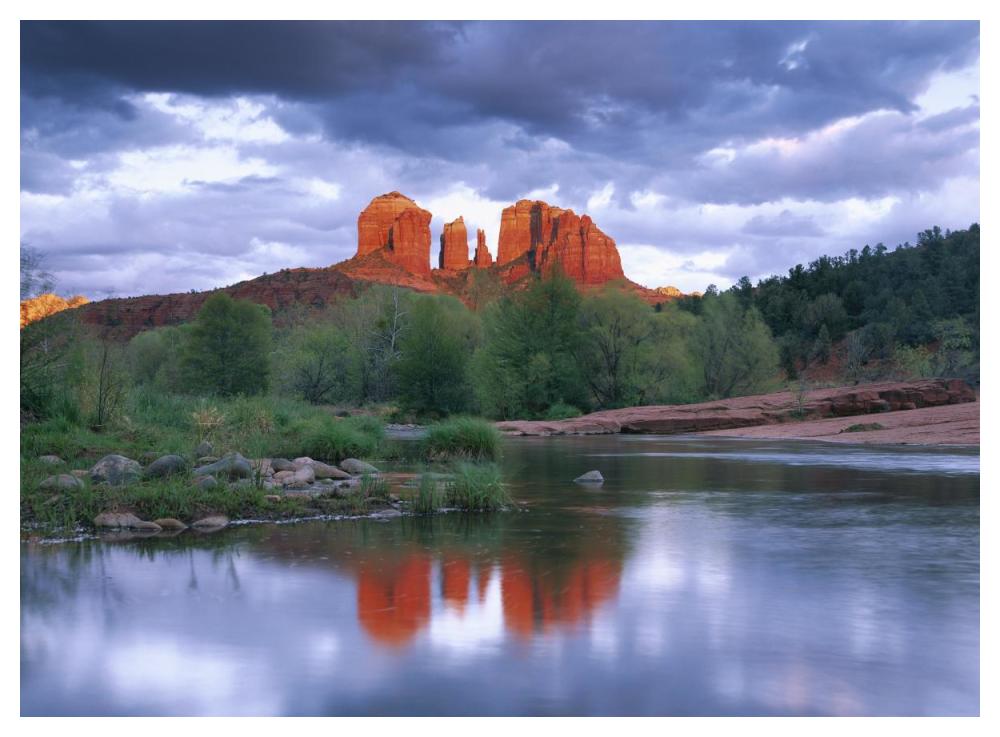 Cathedral Rock reflected in Oak Creek at Red Rock Crossing, Red Rock State Park near Sedona, Arizona-Paper Art-50"x38"