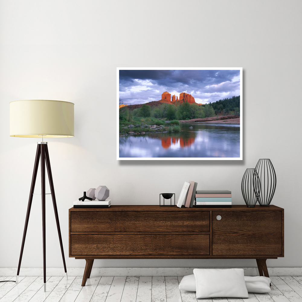 Cathedral Rock reflected in Oak Creek at Red Rock Crossing, Red Rock State Park near Sedona, Arizona-Paper Art-50&quotx38"