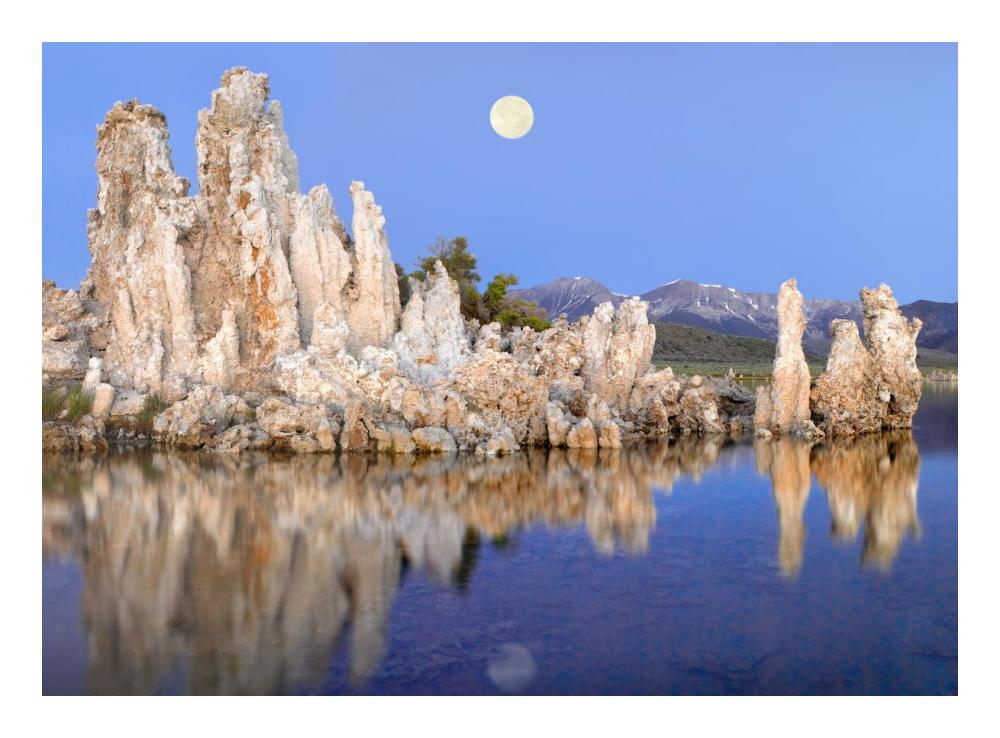 Full moon over Mono Lake, California-Paper Art-24"x17.62"