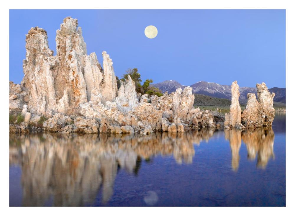 Full moon over Mono Lake, California-Paper Art-32"x23.3"
