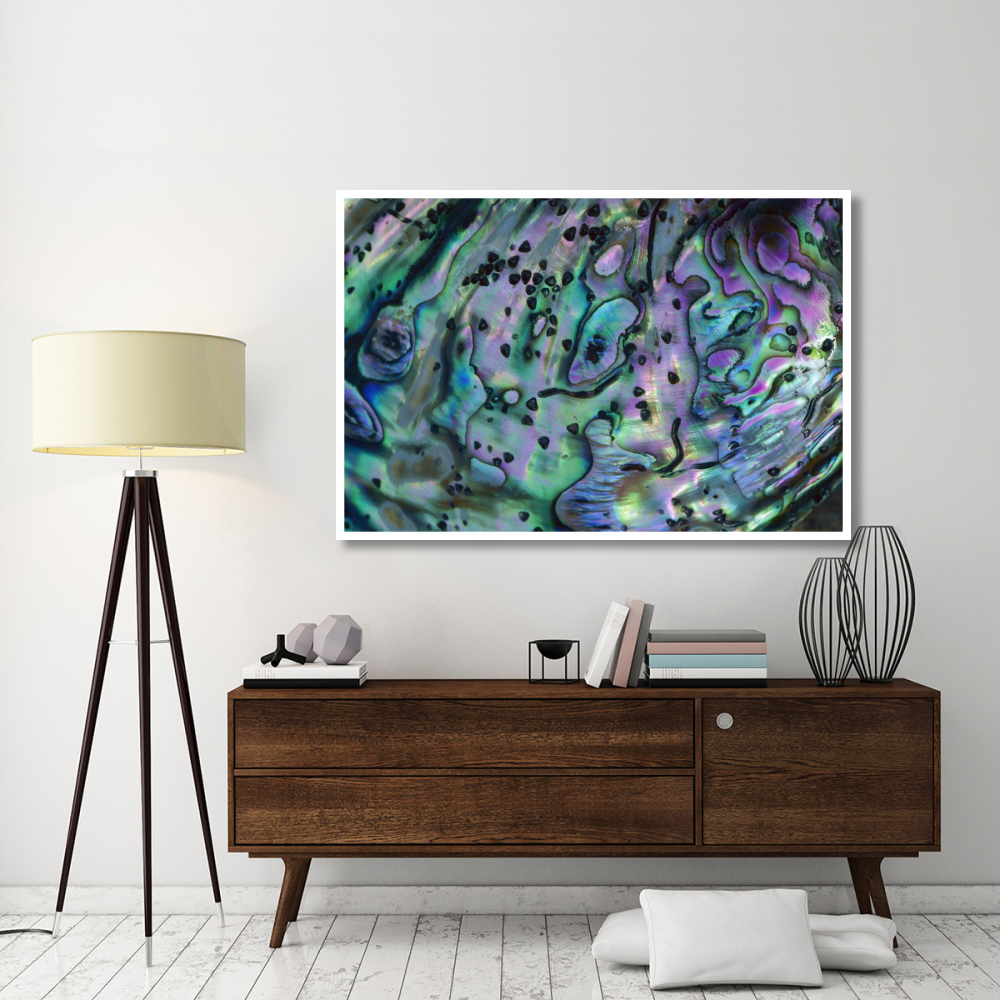 Rainbow Abalone, inside shell, New Zealand-Paper Art-62&quotx42"