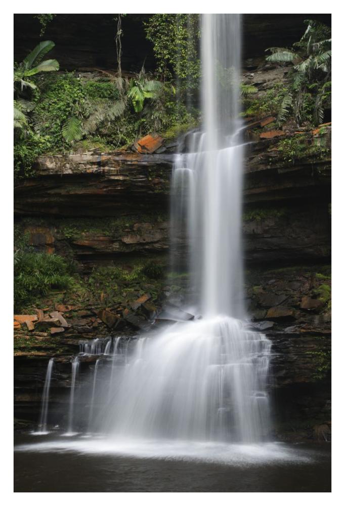 Sandstone gorge and Takob Akob Falls, Maliau Basin, Sabah, Borneo, Malaysia-Paper Art-26"x38"