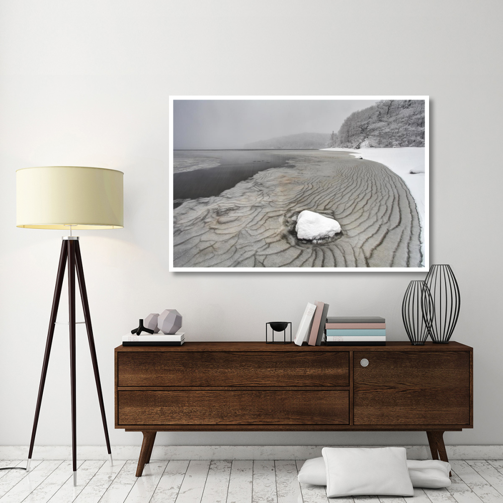Pleated ice along lake shore in winter, Nova Scotia, Canada-Paper Art-62&quotx42"