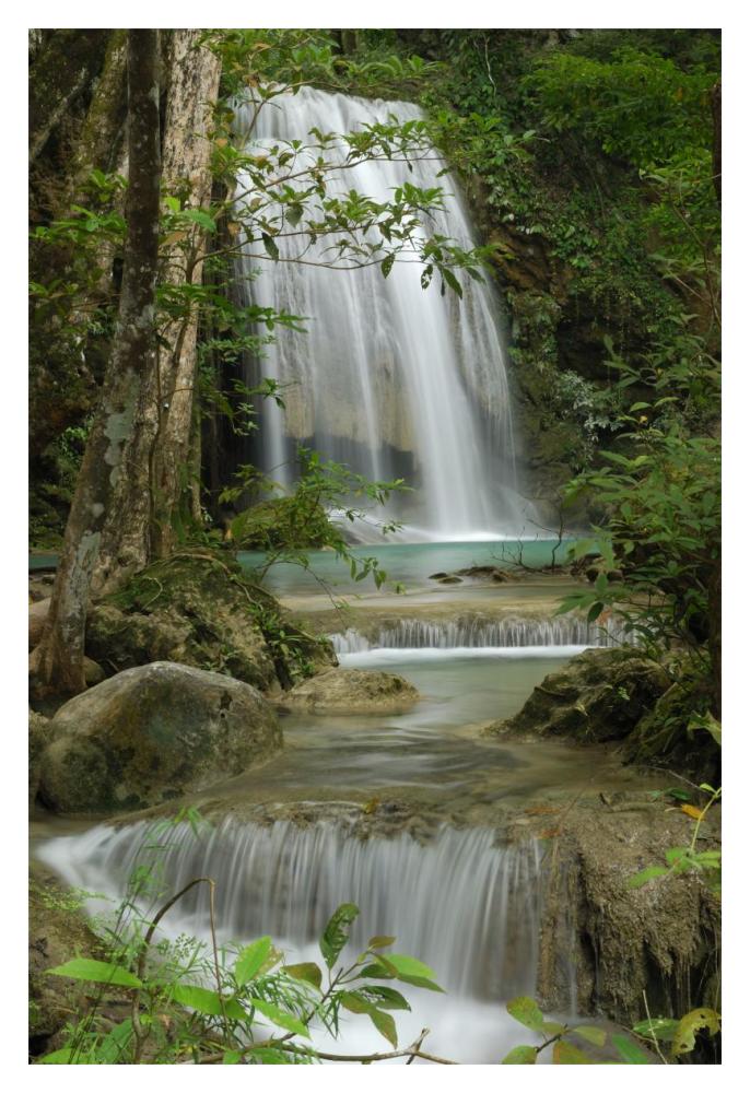 Seven Step Waterfall in monsoon forest, Erawan National Park, Thailand-Paper Art-14"x20"
