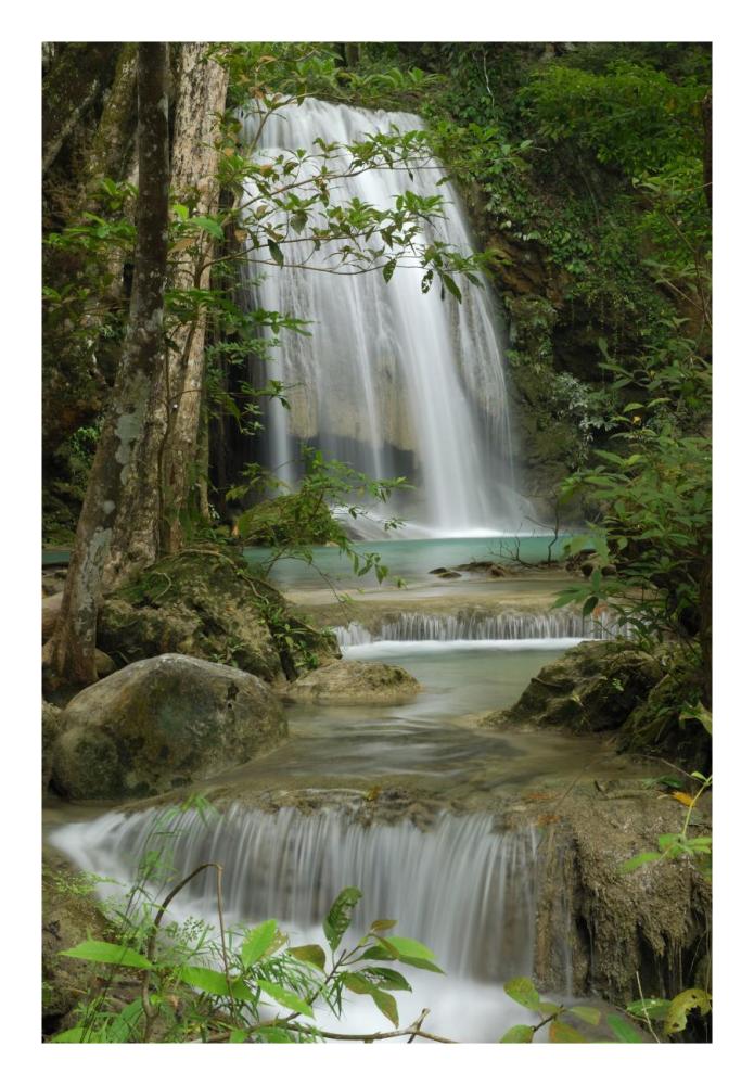 Seven Step Waterfall in monsoon forest, Erawan National Park, Thailand-Paper Art-18"x26"