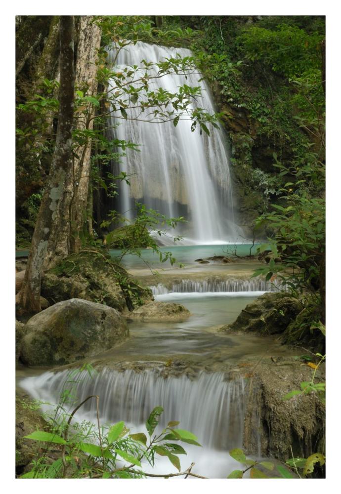 Seven Step Waterfall in monsoon forest, Erawan National Park, Thailand-Paper Art-22"x32"