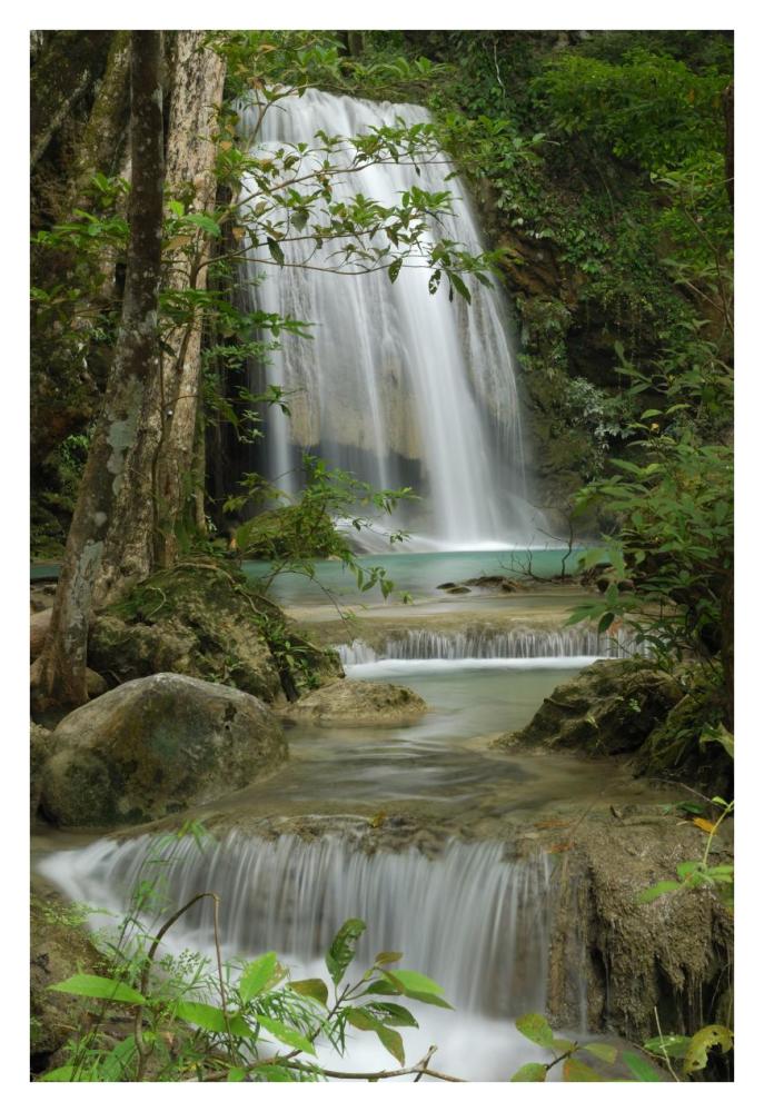 Seven Step Waterfall in monsoon forest, Erawan National Park, Thailand-Paper Art-26"x38"