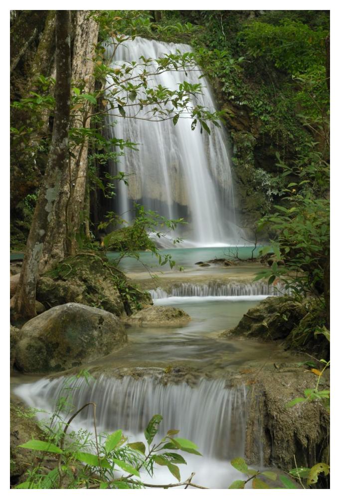 Seven Step Waterfall in monsoon forest, Erawan National Park, Thailand-Paper Art-34"x50"