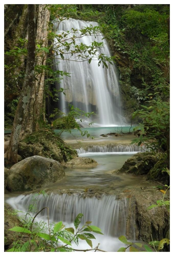 Seven Step Waterfall in monsoon forest, Erawan National Park, Thailand-Paper Art-42"x62"