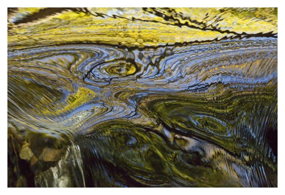 Autumn patterns in small waterfall, Canterbury, New Zealand-Paper Art-20"x14"