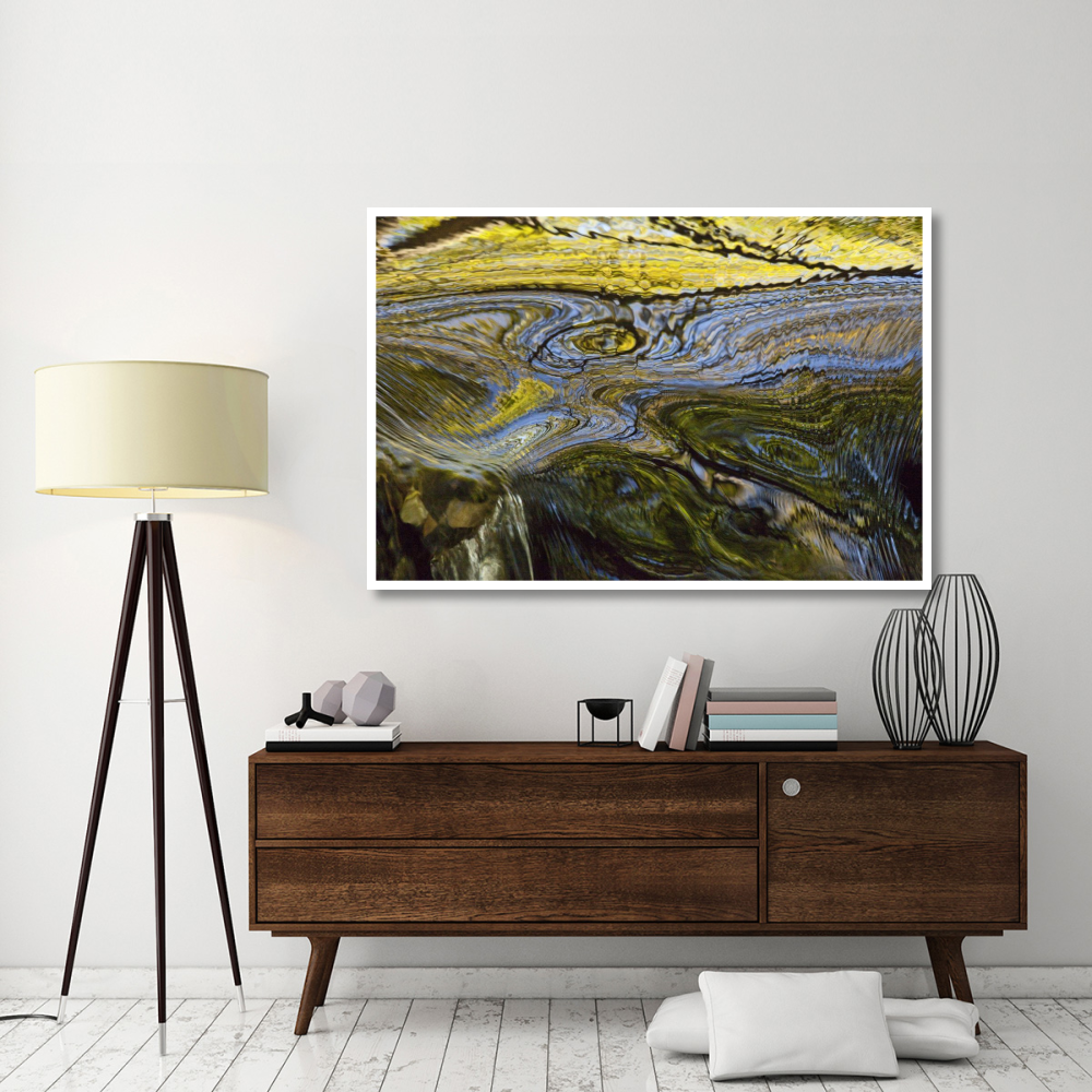 Autumn patterns in small waterfall, Canterbury, New Zealand-Paper Art-62&quotx42"