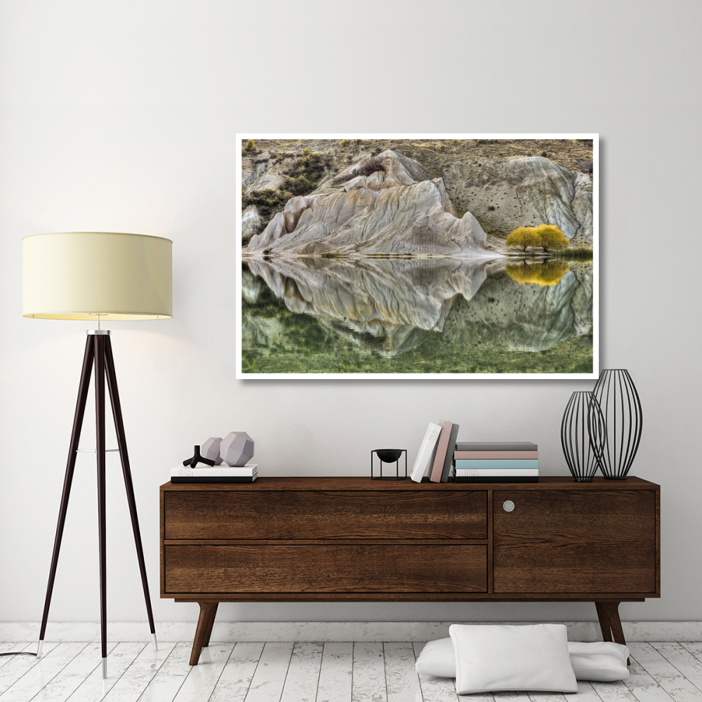 Reflection on Blue Lake, St Bathans, Central Otago, New Zealand-Paper Art-62&quotx42"