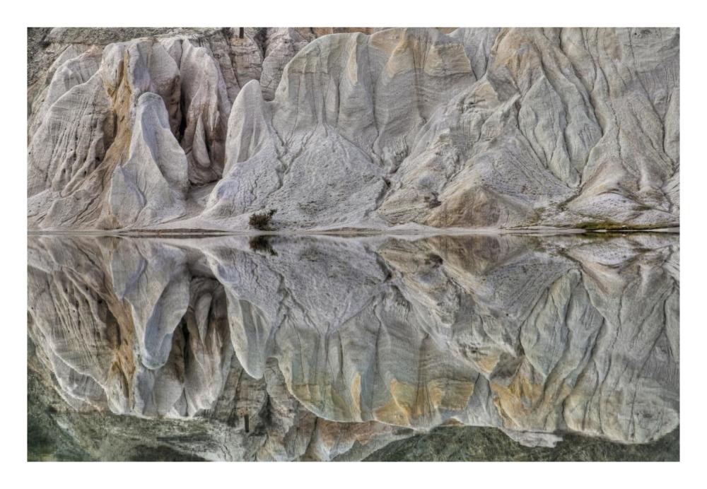 Reflection on Blue Lake, St Bathans, Central Otago, New Zealand-Paper Art-26"x18"