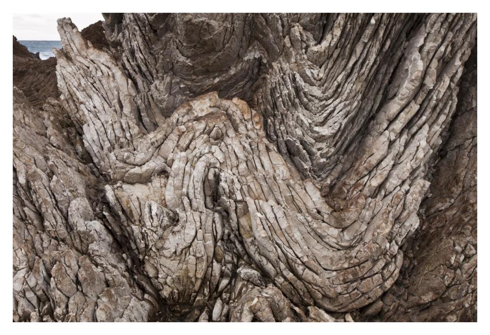 Folded limestone layers, Kaikoura, North Canterbury, New Zealand-Paper Art-20"x14"