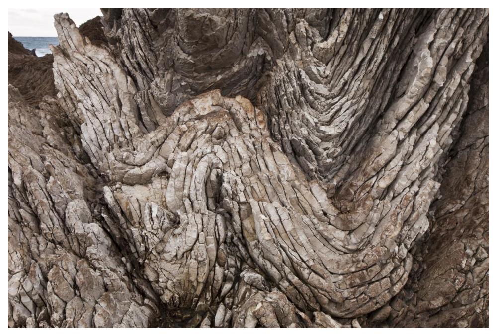 Folded limestone layers, Kaikoura, North Canterbury, New Zealand-Paper Art-62"x42"