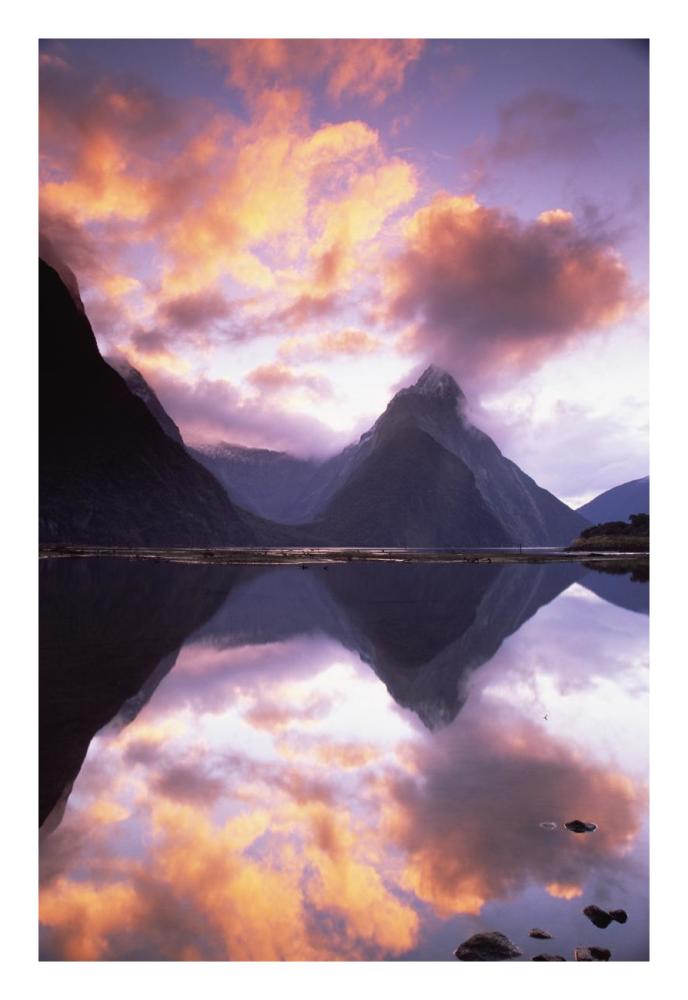 Mitre Peak at sunset, Milford Sound, Fiordland National Park, New Zealand-Paper Art-18"x26"