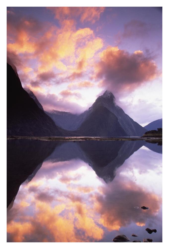 Mitre Peak at sunset, Milford Sound, Fiordland National Park, New Zealand-Paper Art-26"x38"