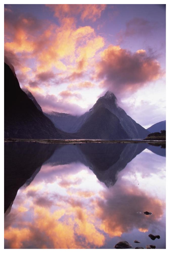 Mitre Peak at sunset, Milford Sound, Fiordland National Park, New Zealand-Paper Art-42"x62"