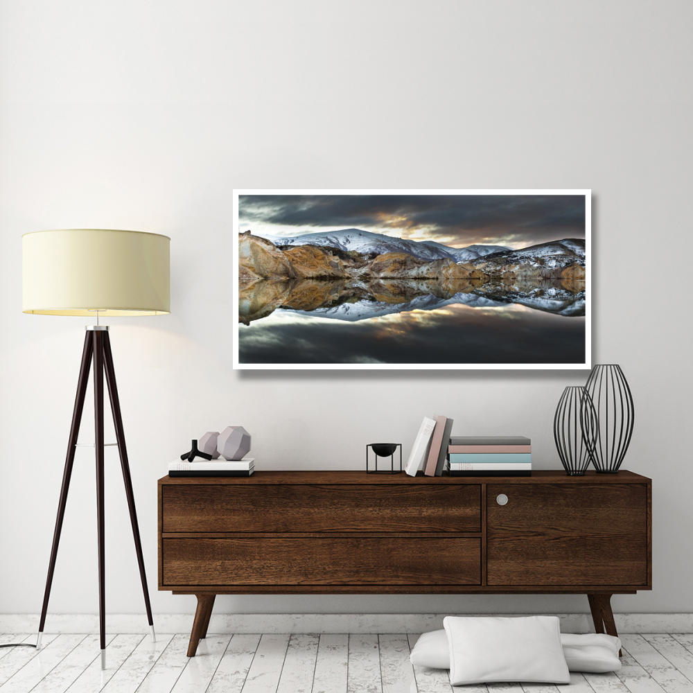 Reflections of cliffs on Blue Lake, St. Bathans, central Otago, New Zealand-Paper Art-62&quotx32"