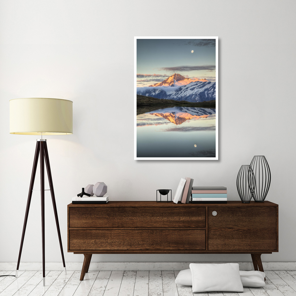 Mount Aspiring, moonrise over Cascade Saddle, Mount Aspiring National Park, New Zealand-Paper Art-34&quotx50"