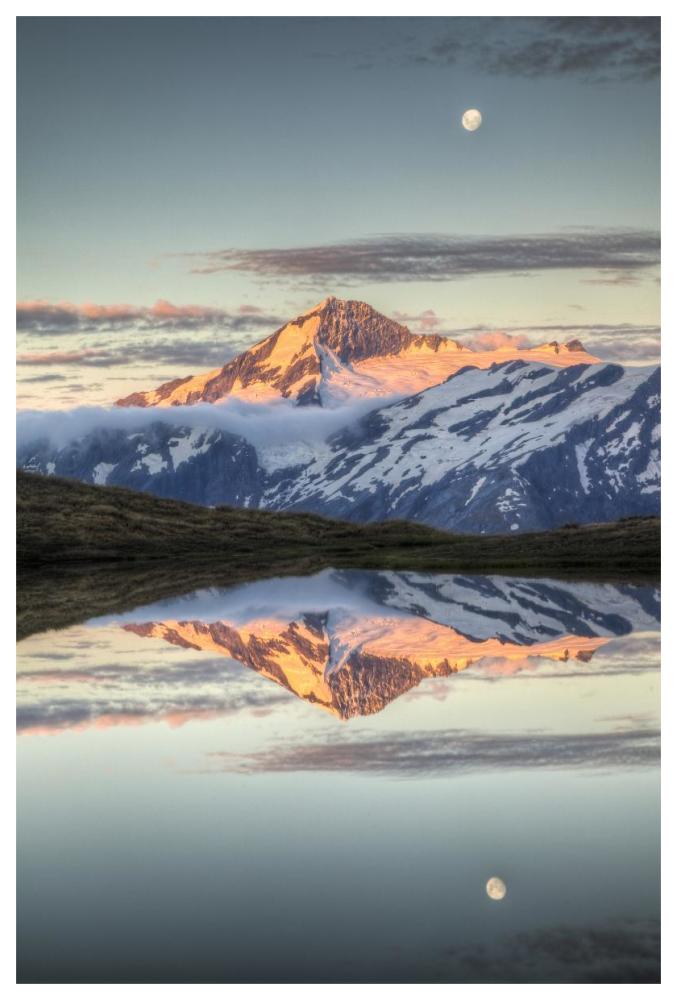 Mount Aspiring, moonrise over Cascade Saddle, Mount Aspiring National Park, New Zealand-Paper Art-42"x62"