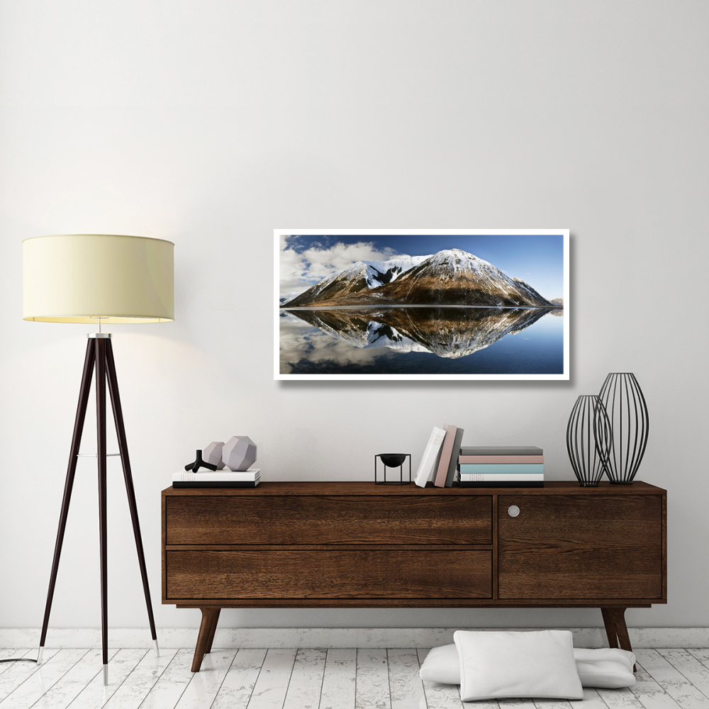 Mountains reflecting in Lake Pearson in winter, Castle Hill Basin, Canterbury, New Zealand-Paper Art-50&quotx26"