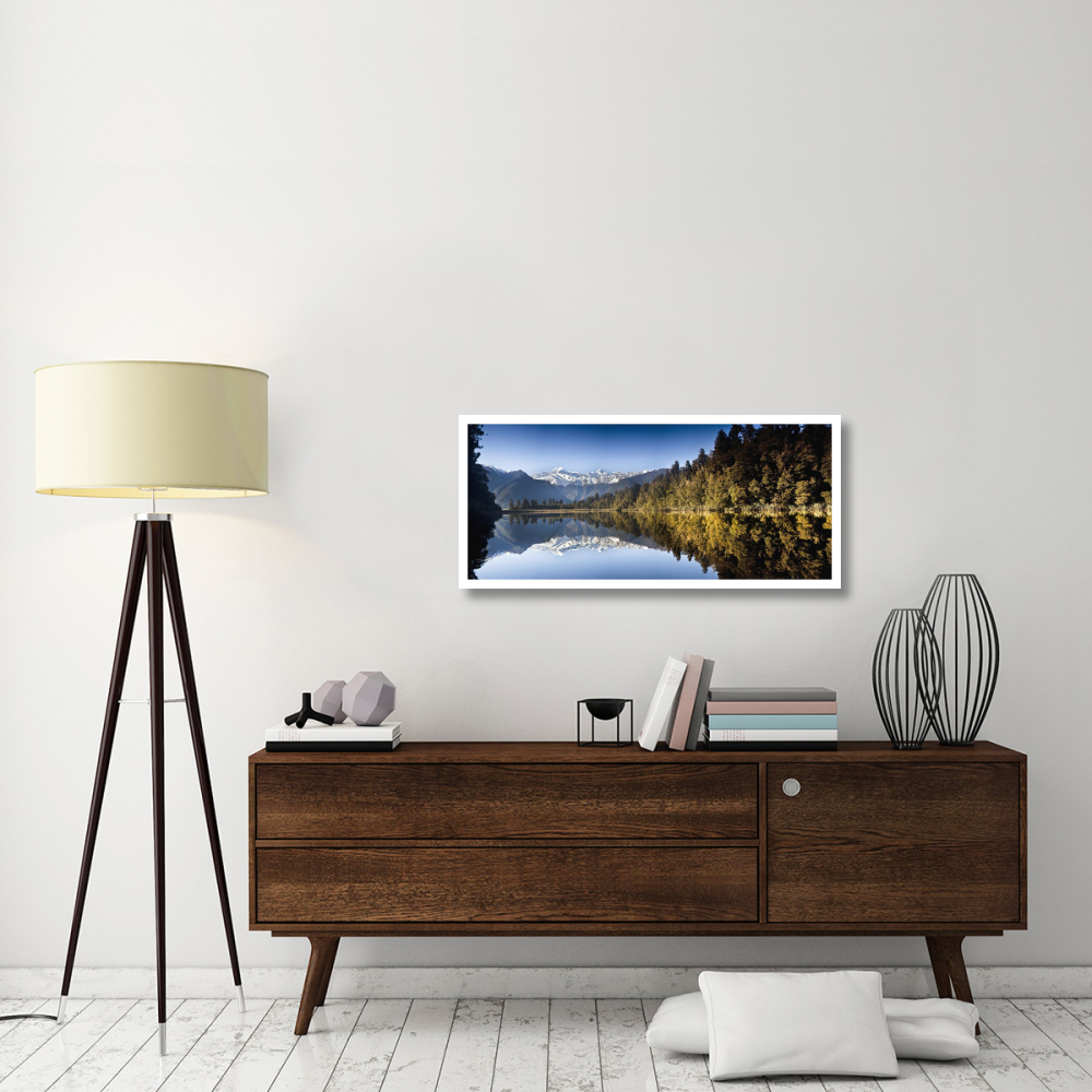 Mount Cook and Mount Tasman reflected in Lake Matheson at sunset near Fox Glacier, New Zealand-Paper Art-42&quotx19.2"