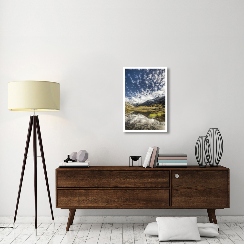 Mount Tyndall, reflection in tarn at Cascade Saddle, Mount Aspiring National Park, New Zealand-Paper Art-22&quotx32"