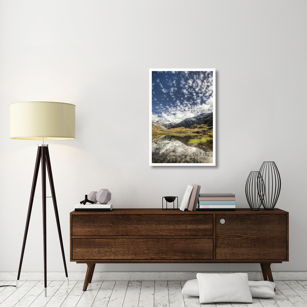 Mount Tyndall, reflection in tarn at Cascade Saddle, Mount Aspiring National Park, New Zealand-Paper Art-26&quotx38"