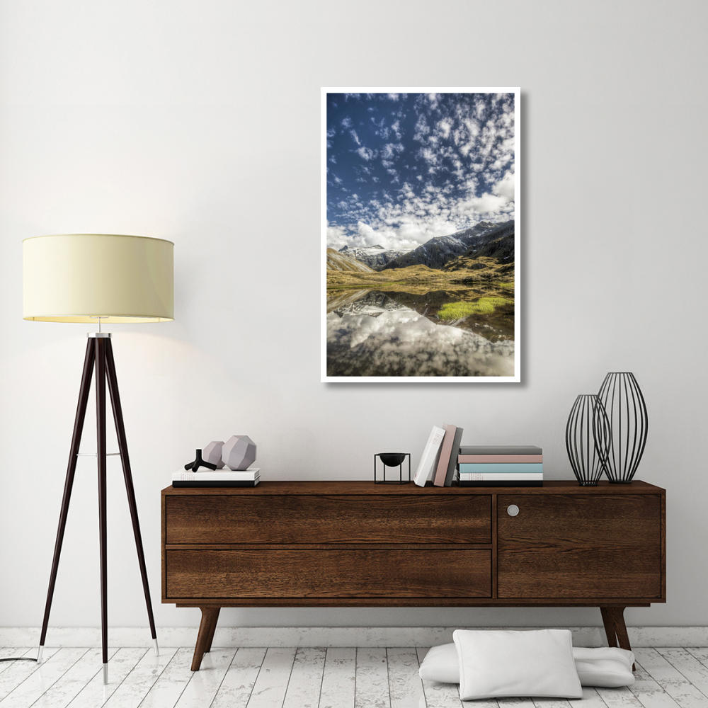 Mount Tyndall, reflection in tarn at Cascade Saddle, Mount Aspiring National Park, New Zealand-Paper Art-34&quotx50"