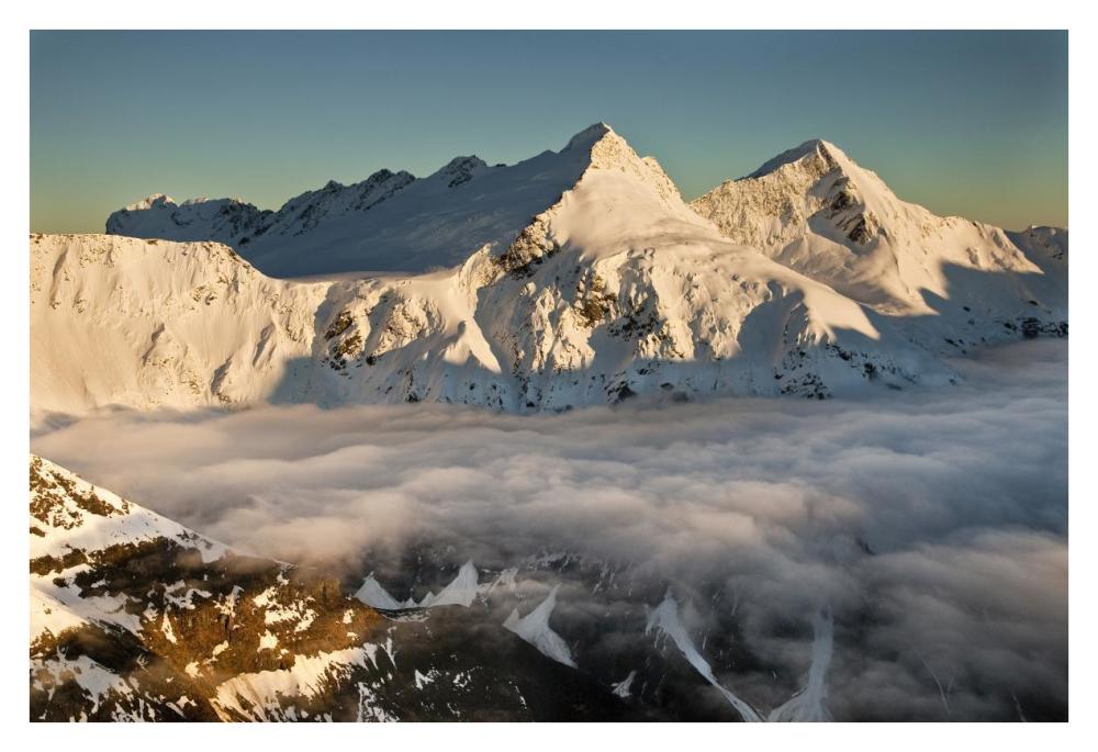 Mount Pollux and Mount Castor at dawn, Wilkin Valley, Mount Aspiring National Park, New Zealand-Paper Art-38"x26"