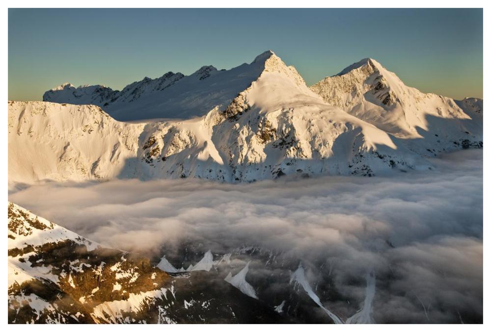 Mount Pollux and Mount Castor at dawn, Wilkin Valley, Mount Aspiring National Park, New Zealand-Paper Art-62"x42"