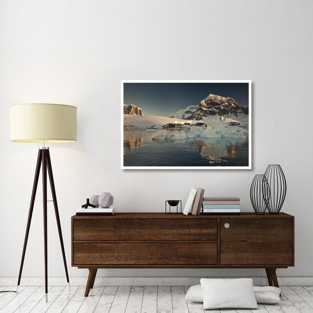 Museum, an old english military base, at sunset, Port Lockroy, Wiencke Island, Antarctic Peninsula, Antarctica-Paper Art-50&quotx34"