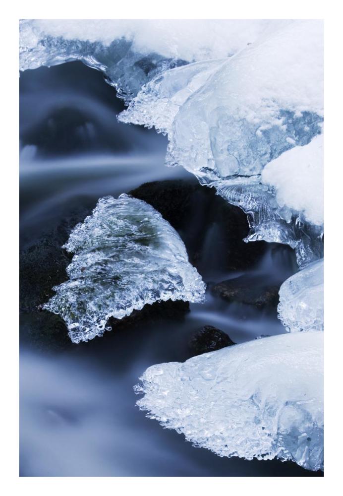 Ice patches in stream, Bavarian Forest, Germany-Paper Art-18"x26"