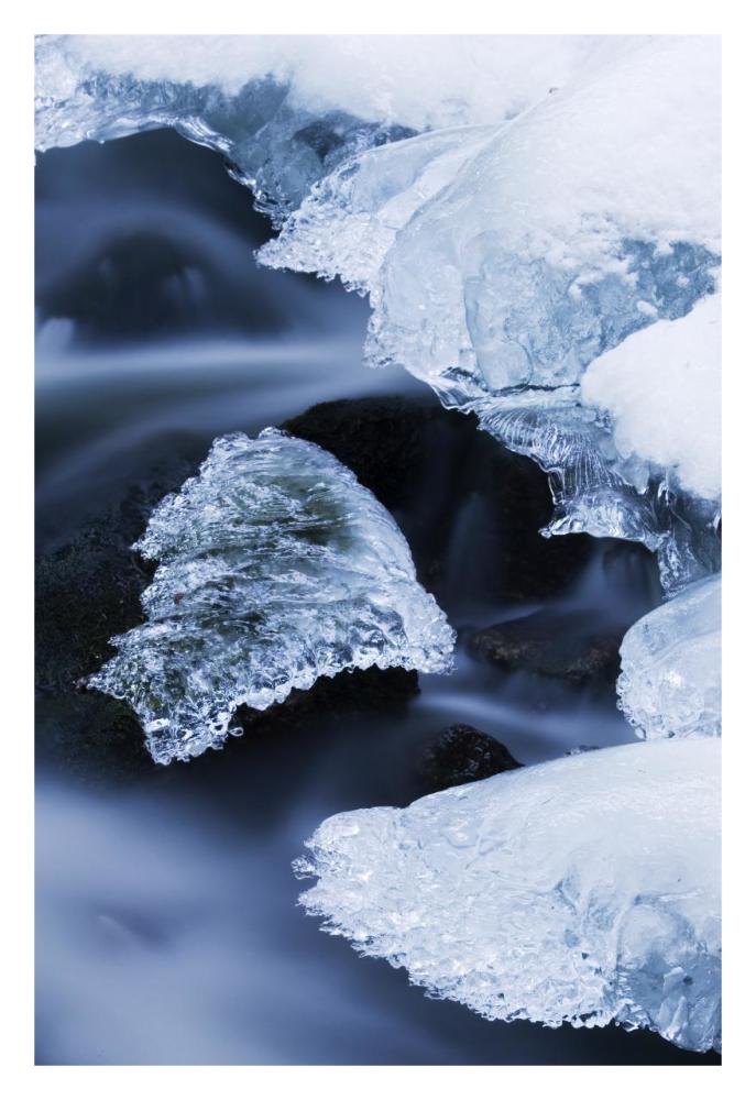 Ice patches in stream, Bavarian Forest, Germany-Paper Art-22"x32"