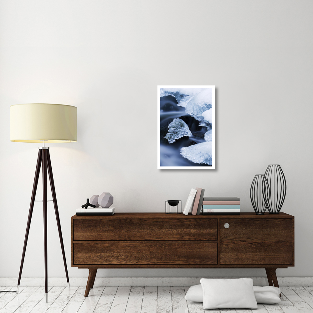 Ice patches in stream, Bavarian Forest, Germany-Paper Art-22&quotx32"