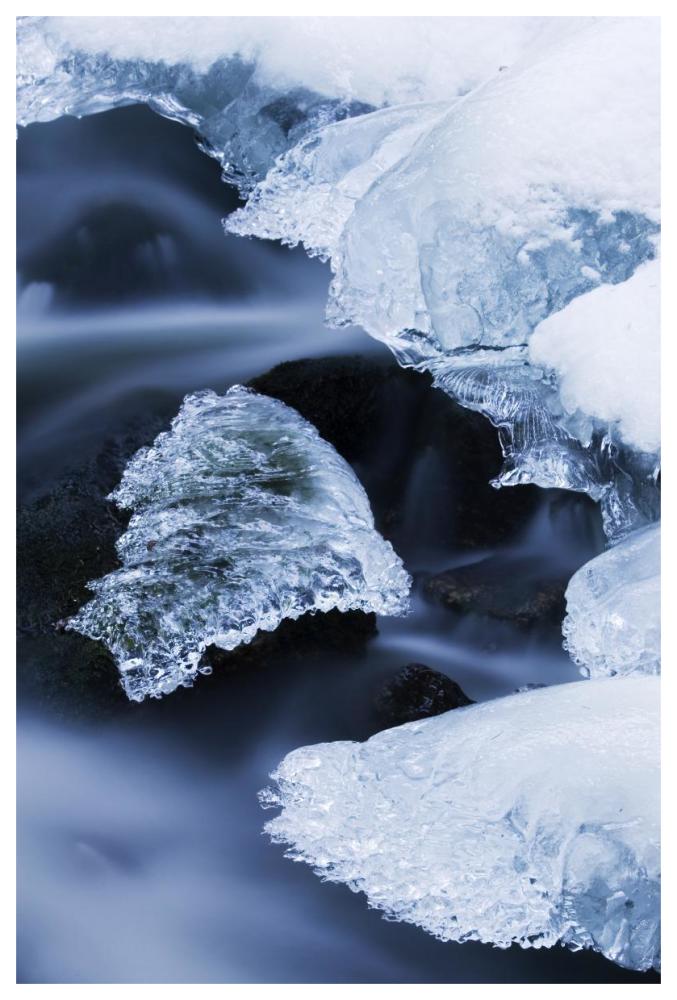 Ice patches in stream, Bavarian Forest, Germany-Paper Art-42"x62"