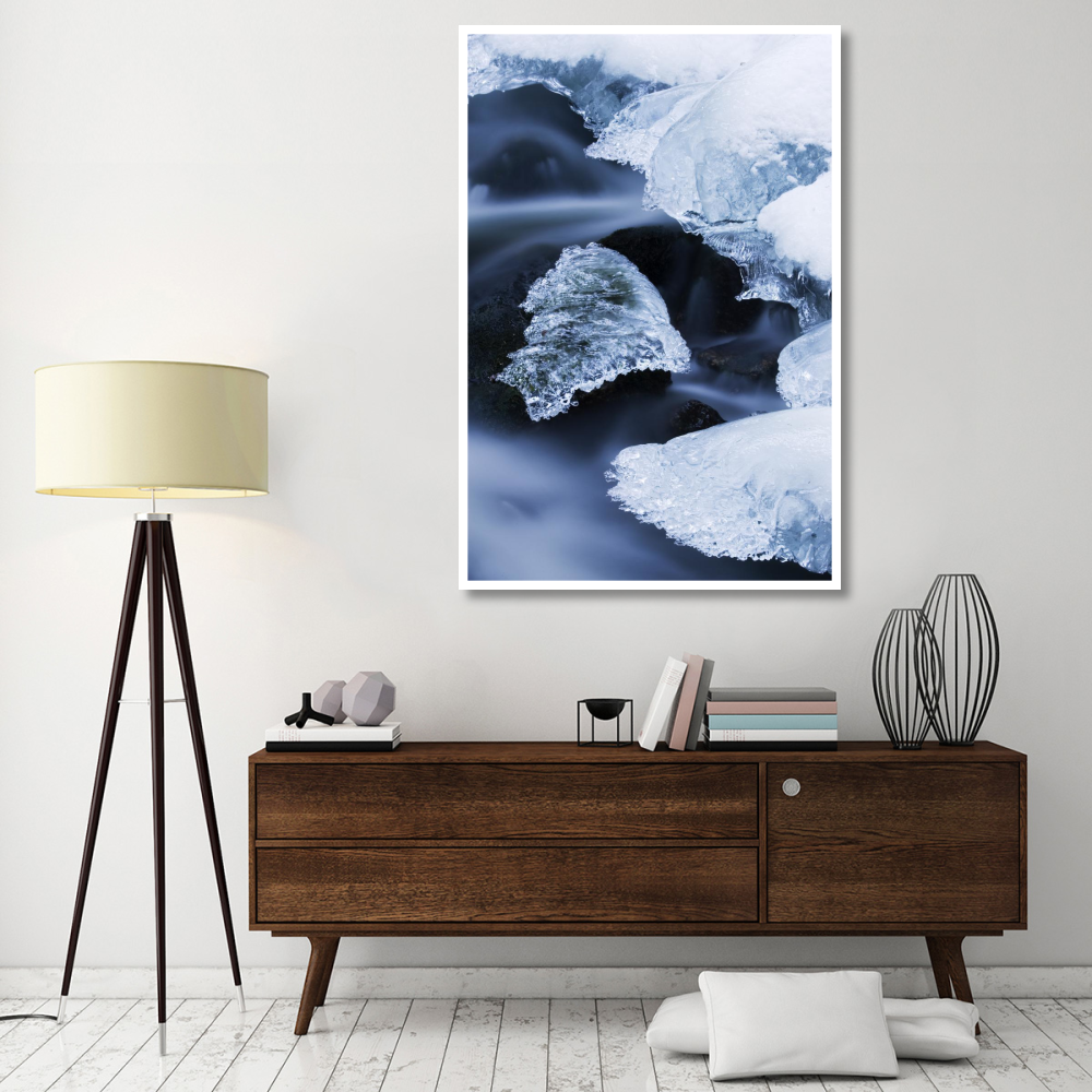 Ice patches in stream, Bavarian Forest, Germany-Paper Art-42&quotx62"