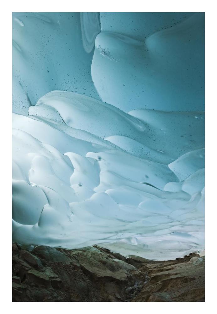 Ancient blue ice inside the Altesch Glacier, Valais, Bernese Alps, Switzerland-Paper Art-18"x26"