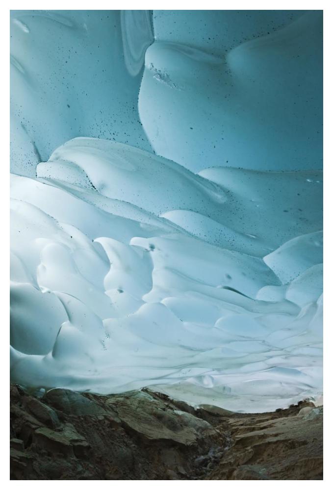 Ancient blue ice inside the Altesch Glacier, Valais, Bernese Alps, Switzerland-Paper Art-34"x50"