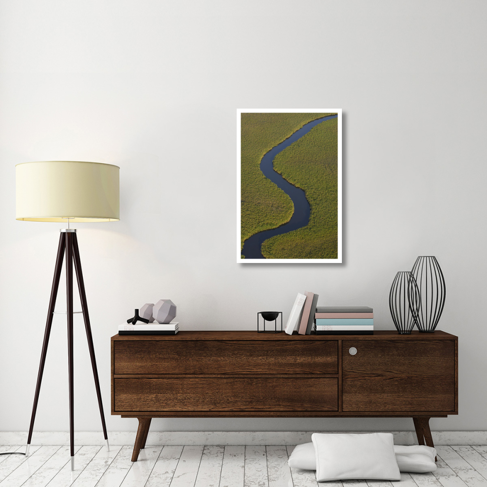 Papyrus swamps and channel, aerial view, Africa-Paper Art-26&quotx38"